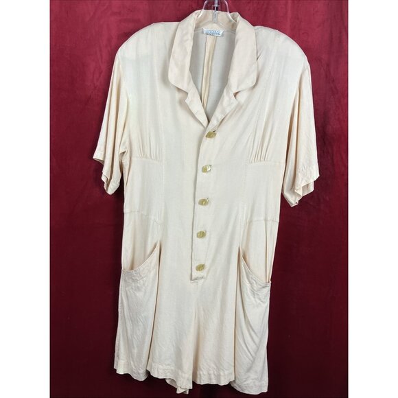 Vintage 80s 90s Beige Matsuda Nicole Romper Avant Garde - Picture 1 of 5